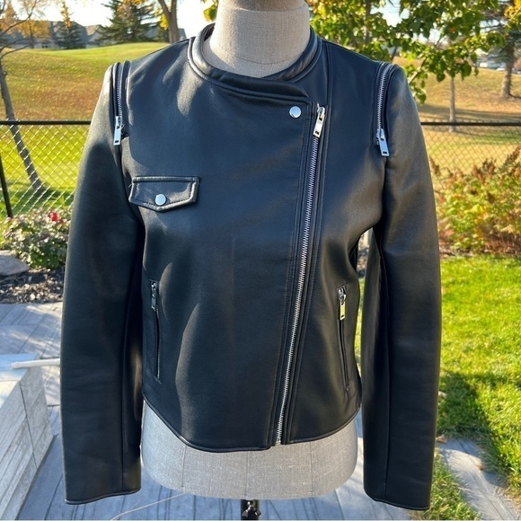 Zara Faux Leather Biker Jacket NWT Size Medium - Picture 7 of 10